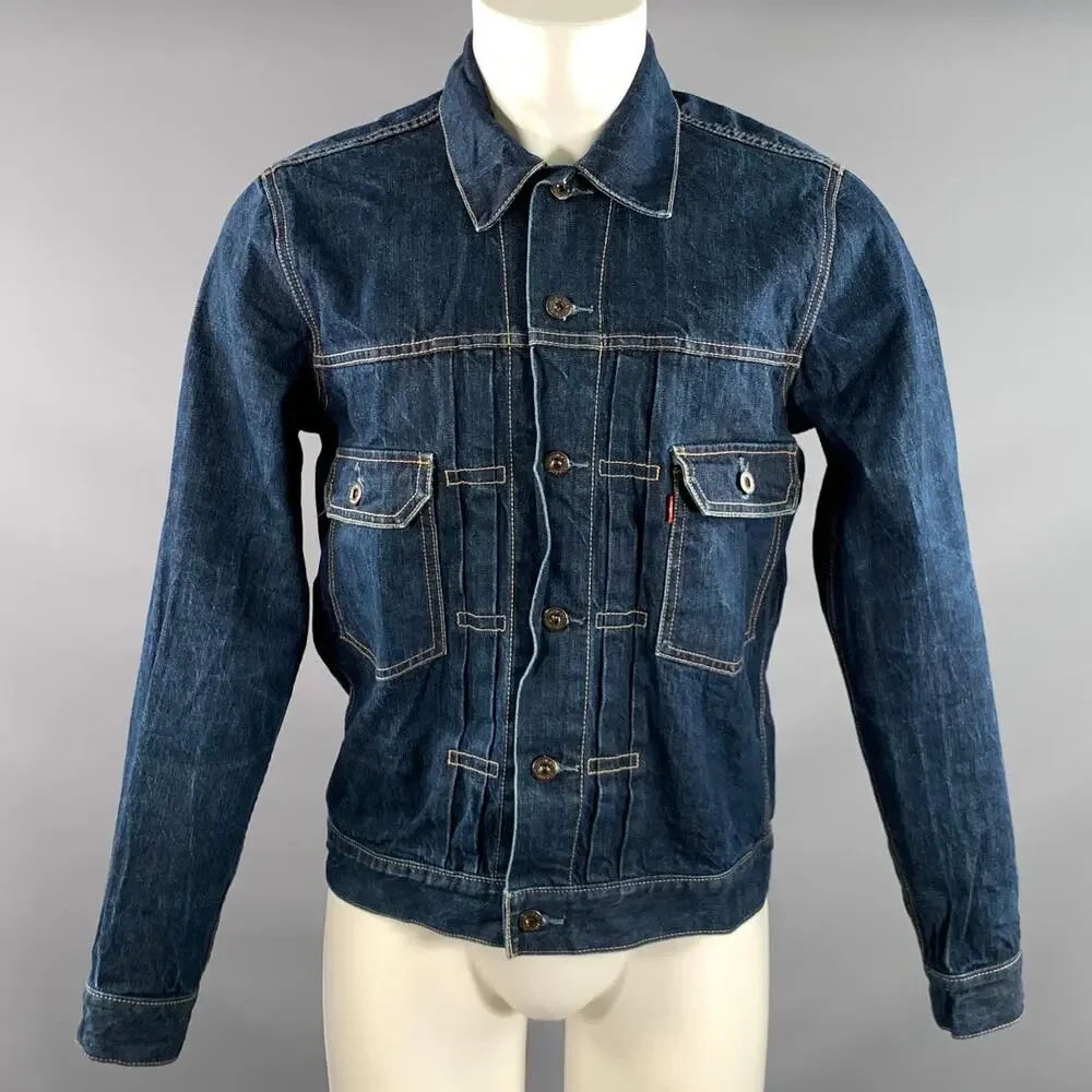 LEVI'S Size M Navy Indigo Pleated Cotton Dagger Jacket